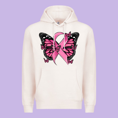 Breast Cancer Ribbon  Butterfly Premium Hoodie Designed By Maliassmallbusiness