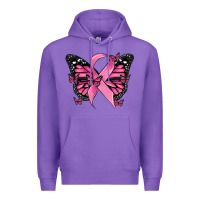 Purple breast cancer ribbon  butterfly Premium Hoodie - MaliasSmallBusiness