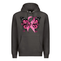 Smoke breast cancer ribbon  butterfly Premium Hoodie - MaliasSmallBusiness
