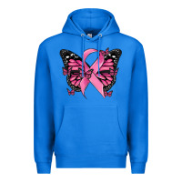 True Royal breast cancer ribbon  butterfly Premium Hoodie - MaliasSmallBusiness