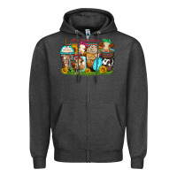 Charcoal Heather heifers coffee cups Zipper Hoodie - Zillion Design Studio