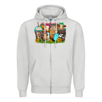 Dove Grey heifers coffee cups Zipper Hoodie - Zillion Design Studio