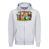Heather Grey heifers coffee cups Zipper Hoodie - Zillion Design Studio