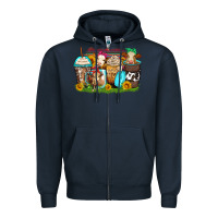 Navy heifers coffee cups Zipper Hoodie - Zillion Design Studio