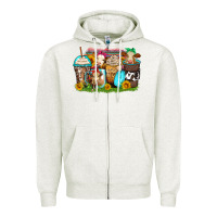 Oatmeal Heather heifers coffee cups Zipper Hoodie - Zillion Design Studio