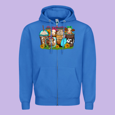 Heifers Coffee Cups Zipper Hoodie Designed By Zillion Design Studio