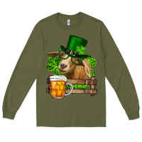 Army Green St. Patrick's Day Goat And Beer Long Sleeve Tee - RanaPortraitStore