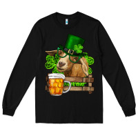 Black St. Patrick's Day Goat And Beer Long Sleeve Tee - RanaPortraitStore
