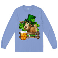Colony Blue St. Patrick's Day Goat And Beer Long Sleeve Tee - RanaPortraitStore
