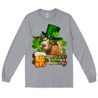 Heather Grey St. Patrick's Day Goat And Beer Long Sleeve Tee - RanaPortraitStore