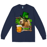 Navy St. Patrick's Day Goat And Beer Long Sleeve Tee - RanaPortraitStore