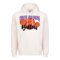 Pale Pink busy raising ballers Premium Hoodie - MaliasSmallBusiness