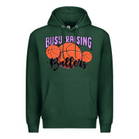 Sports Green busy raising ballers Premium Hoodie - MaliasSmallBusiness