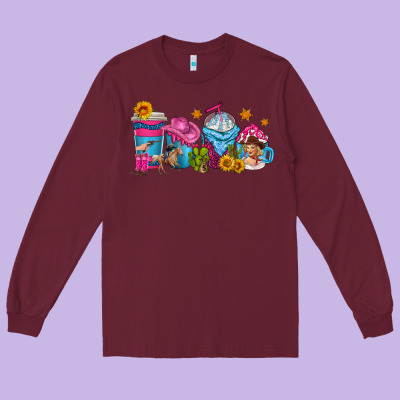 Long Sleeve Tee cowgirl coffee cups