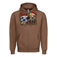 Chestnut christmas heifers with leopard and cowhide background Zipper Hoodie - RanaPortraitStore