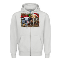 Dove Grey christmas heifers with leopard and cowhide background Zipper Hoodie - RanaPortraitStore