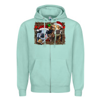 Seafoam christmas heifers with leopard and cowhide background Zipper Hoodie - RanaPortraitStore