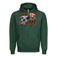 Sports Green christmas heifers with leopard and cowhide background Zipper Hoodie - RanaPortraitStore