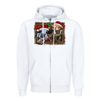 White christmas heifers with leopard and cowhide background Zipper Hoodie - RanaPortraitStore