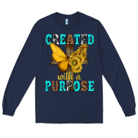 Navy created with a purpose Long Sleeve Tee - texasbilliewilder