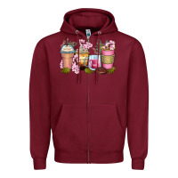 Burgundy flowers coffee cups Zipper Hoodie - Zillion Design Studio
