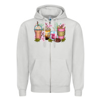 Dove Grey flowers coffee cups Zipper Hoodie - Zillion Design Studio