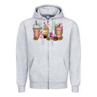 Heather Grey flowers coffee cups Zipper Hoodie - Zillion Design Studio