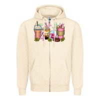 Sandshell flowers coffee cups Zipper Hoodie - Zillion Design Studio