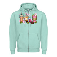 Seafoam flowers coffee cups Zipper Hoodie - Zillion Design Studio