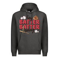 Charcoal Heather hey batter batter swing Premium Hoodie - MaliasSmallBusiness