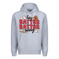 Heather Grey hey batter batter swing Premium Hoodie - MaliasSmallBusiness