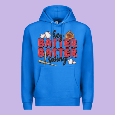 Hey Batter Batter Swing Premium Hoodie Designed By Maliassmallbusiness