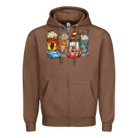 Chestnut cartoon characters coffee cups Zipper Hoodie - Zillion Design Studio