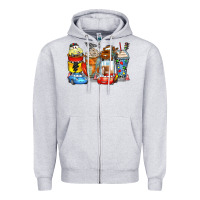 Heather Grey cartoon characters coffee cups Zipper Hoodie - Zillion Design Studio