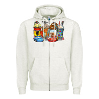 Oatmeal Heather cartoon characters coffee cups Zipper Hoodie - Zillion Design Studio