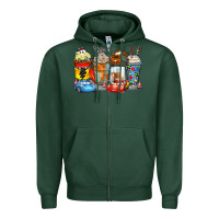 Sports Green cartoon characters coffee cups Zipper Hoodie - Zillion Design Studio