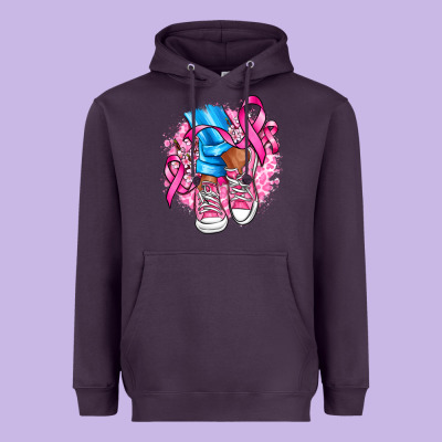 Cancer Ribbon Pink Converse And Flowers Heavyweight Hoodie Designed By Adodesignshop