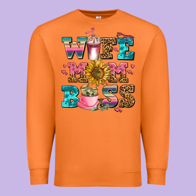 Wife Mom Boss Premium Sweatshirt Designed By Adodesignshop