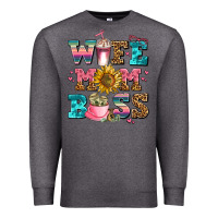 Charcoal Heather wife mom boss Premium Sweatshirt - AdoDesignShop