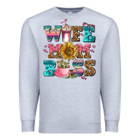 Heather Grey wife mom boss Premium Sweatshirt - AdoDesignShop