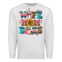 Oatmeal Heather wife mom boss Premium Sweatshirt - AdoDesignShop