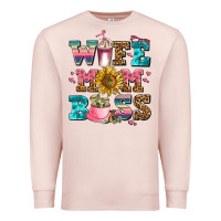 Pale Pink wife mom boss Premium Sweatshirt - AdoDesignShop
