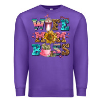 Purple wife mom boss Premium Sweatshirt - AdoDesignShop