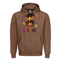 Chestnut bead me mardi gras afro messy bun Zipper Hoodie - texasbilliewilder