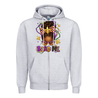 Heather Grey bead me mardi gras afro messy bun Zipper Hoodie - texasbilliewilder