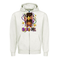 Oatmeal Heather bead me mardi gras afro messy bun Zipper Hoodie - texasbilliewilder