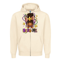 Sandshell bead me mardi gras afro messy bun Zipper Hoodie - texasbilliewilder