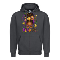 Smoke bead me mardi gras afro messy bun Zipper Hoodie - texasbilliewilder