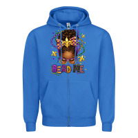 True Royal bead me mardi gras afro messy bun Zipper Hoodie - texasbilliewilder