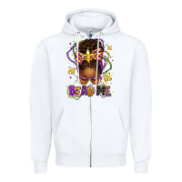 White bead me mardi gras afro messy bun Zipper Hoodie - texasbilliewilder